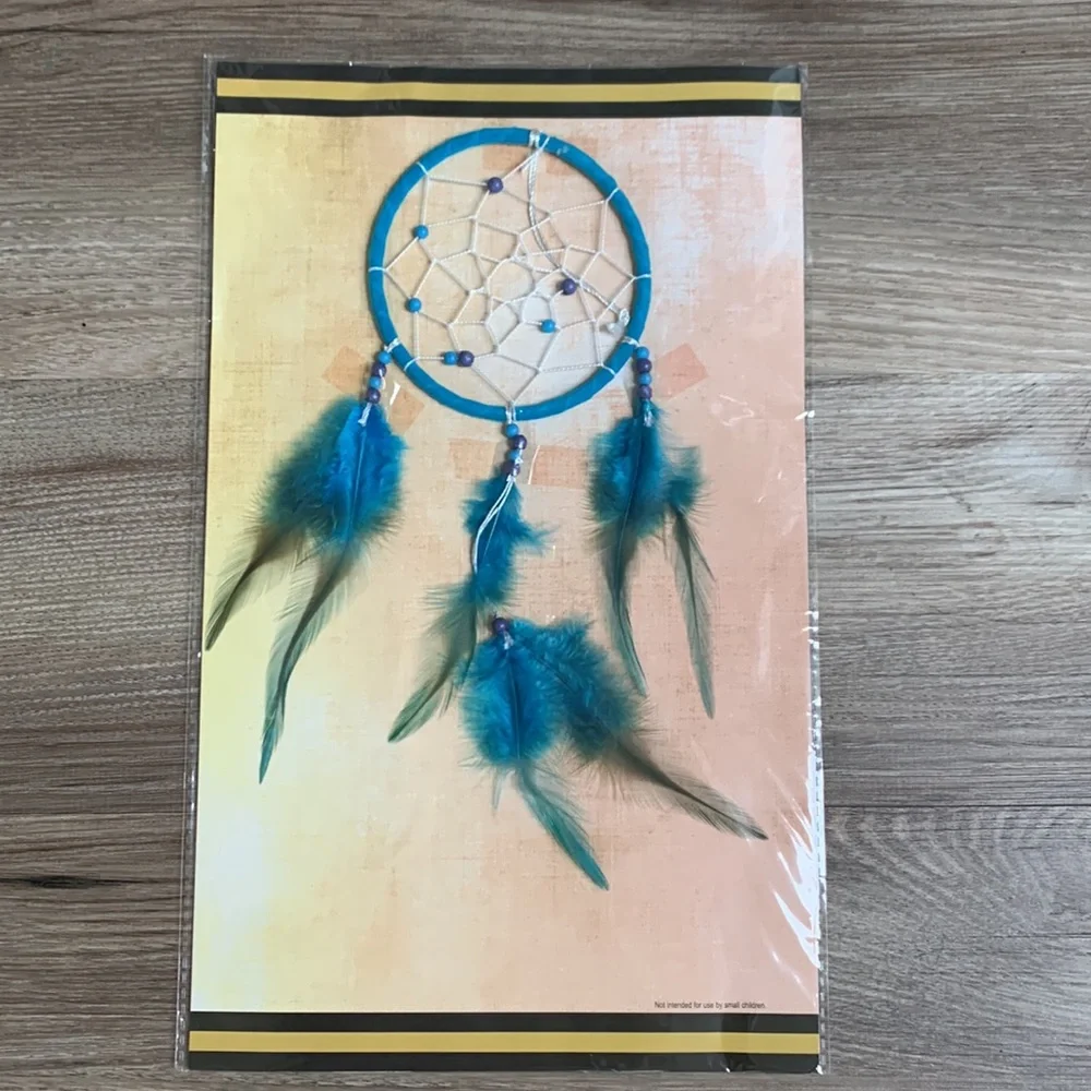 Blue Dreamcatcher Feather Bohemian Feathered Dream Catcher Native American 🆕